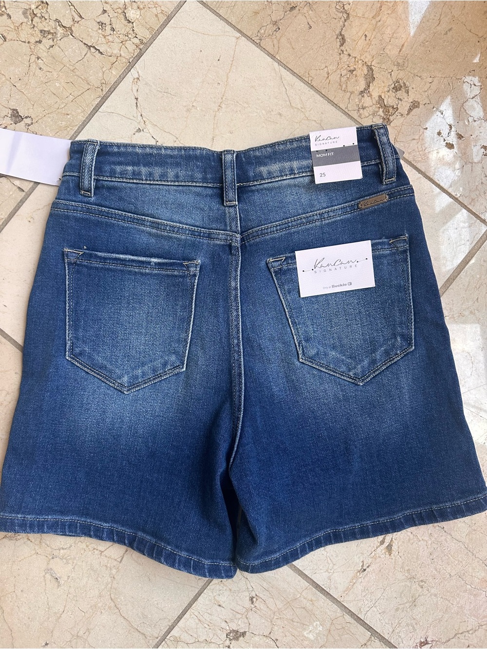 KanCan Medium Wash Blue Denim Shorts - Casual Back Pocket Style